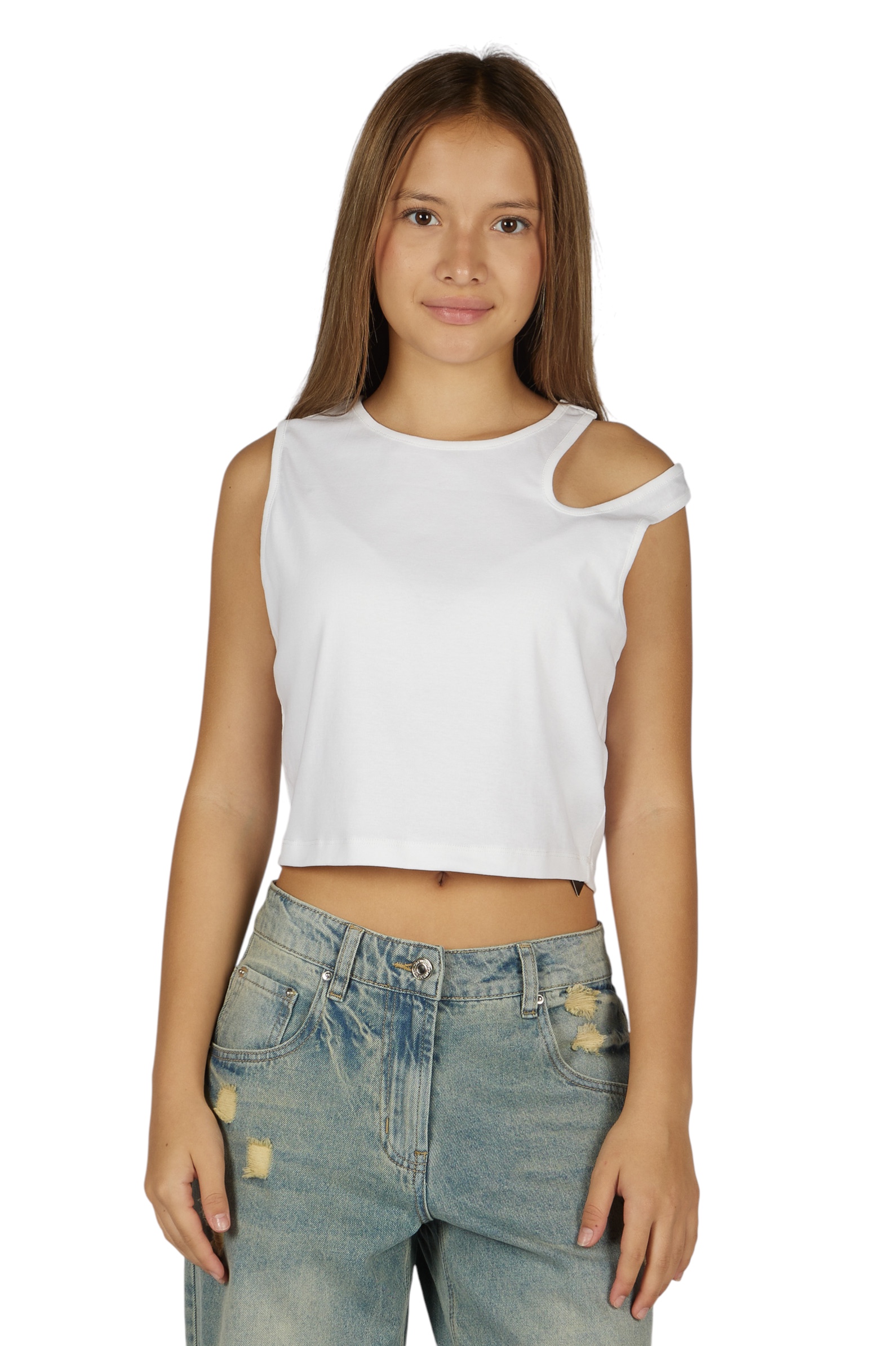 Майка дев.АРТ.G-TS26035,бел,хл-эл