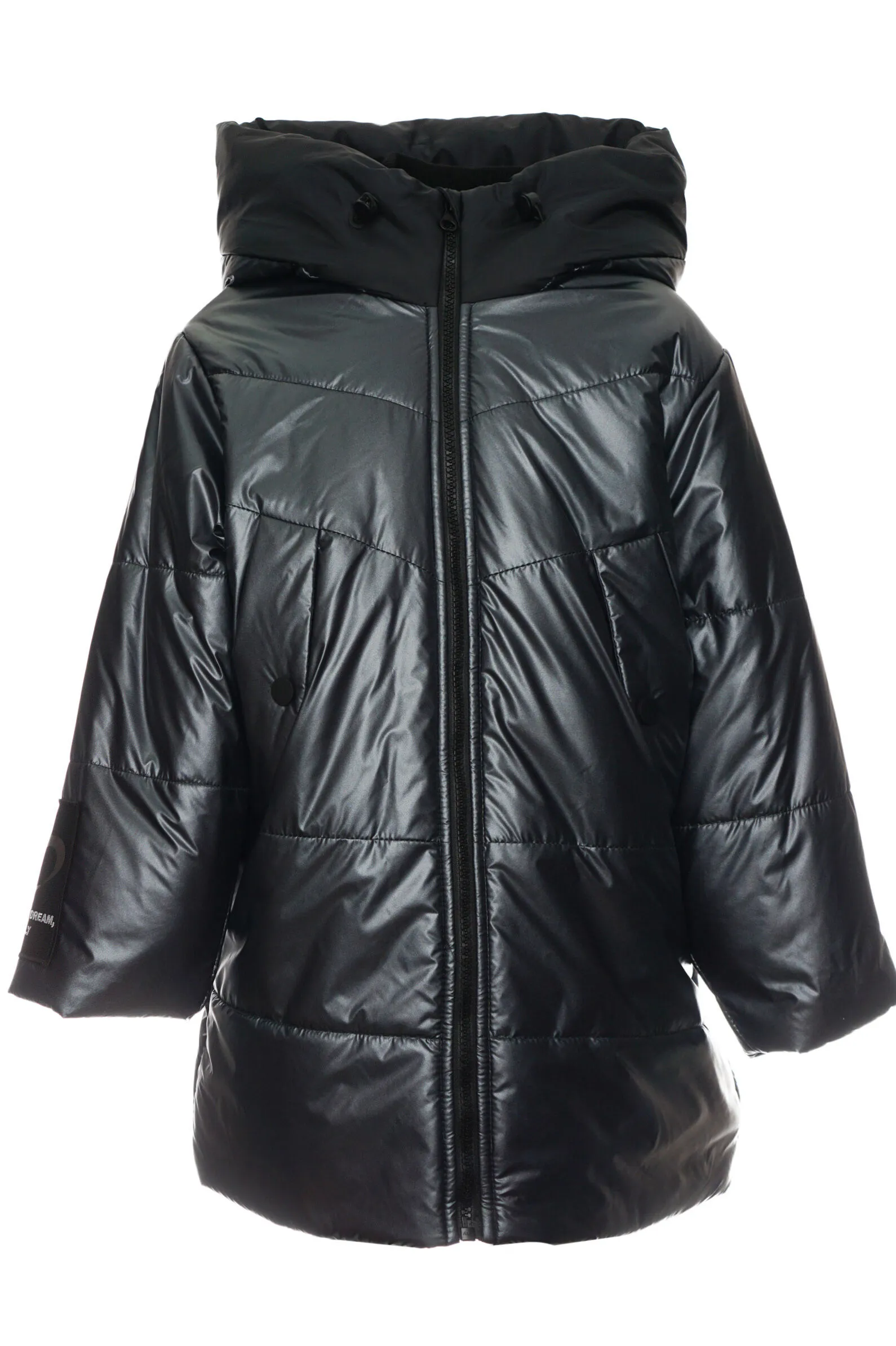 Куртка дев. АРТ.243302,сер-чер,пэ/пэ