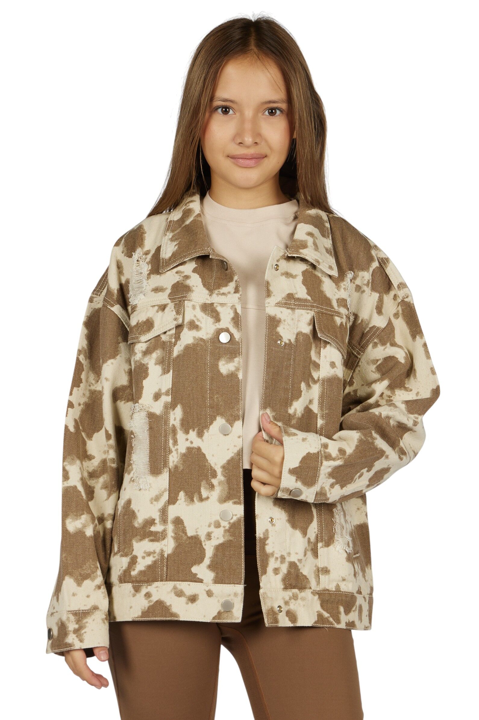 Джинсовка дев.АРТ.G-JCK26077,беж-кор,хл