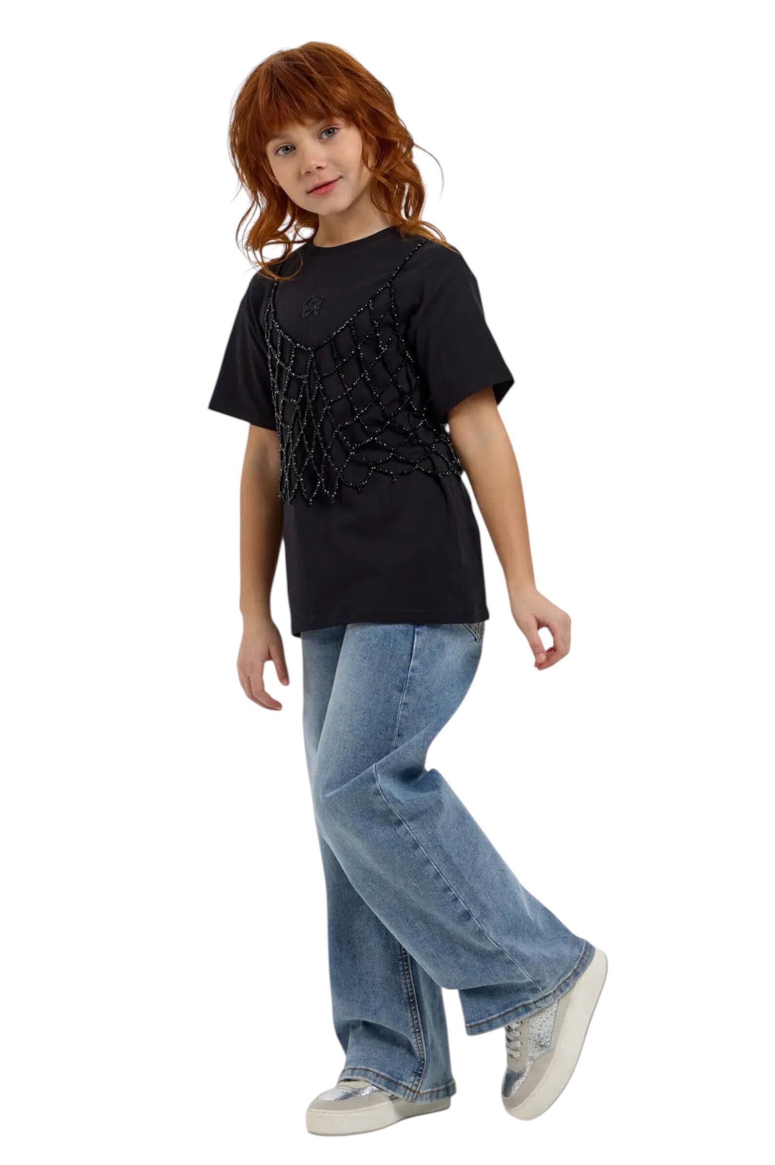 Футболка дев. АРТ.34.134,чер,хл-эл