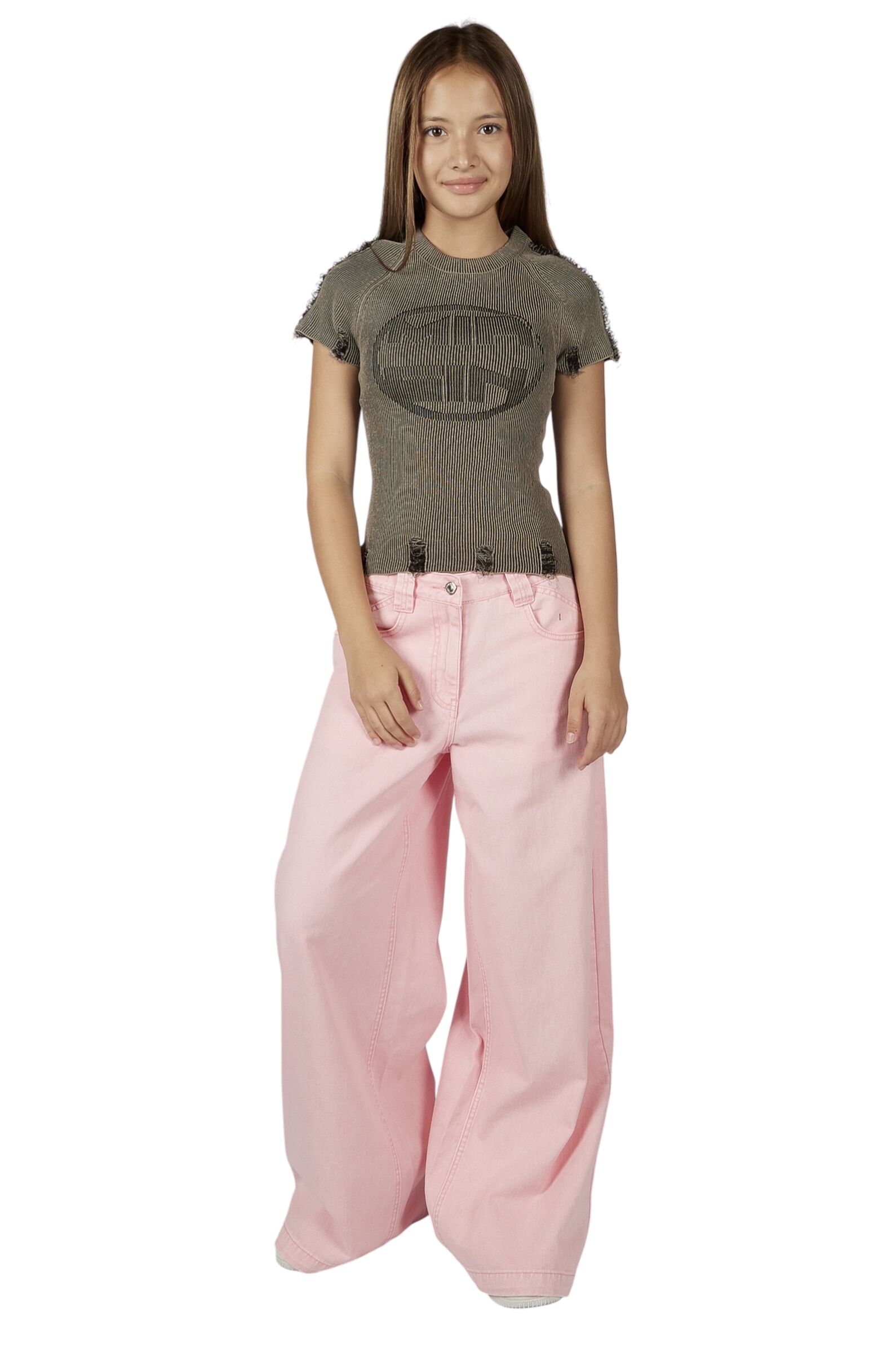 Футболка дев. АРТ.G-TS26003,сер-чер,хл-эл