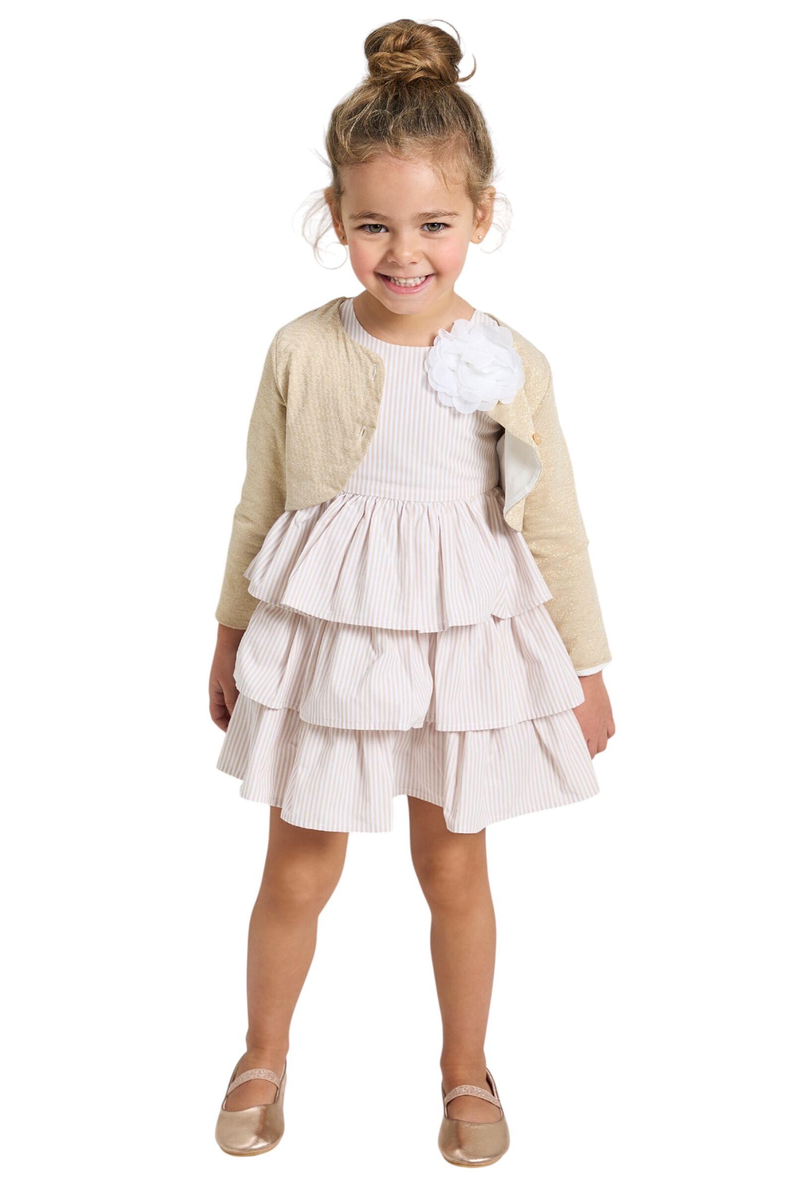 Платье дев. АРТ.4.B347.00,беж-бел,хл-пэ