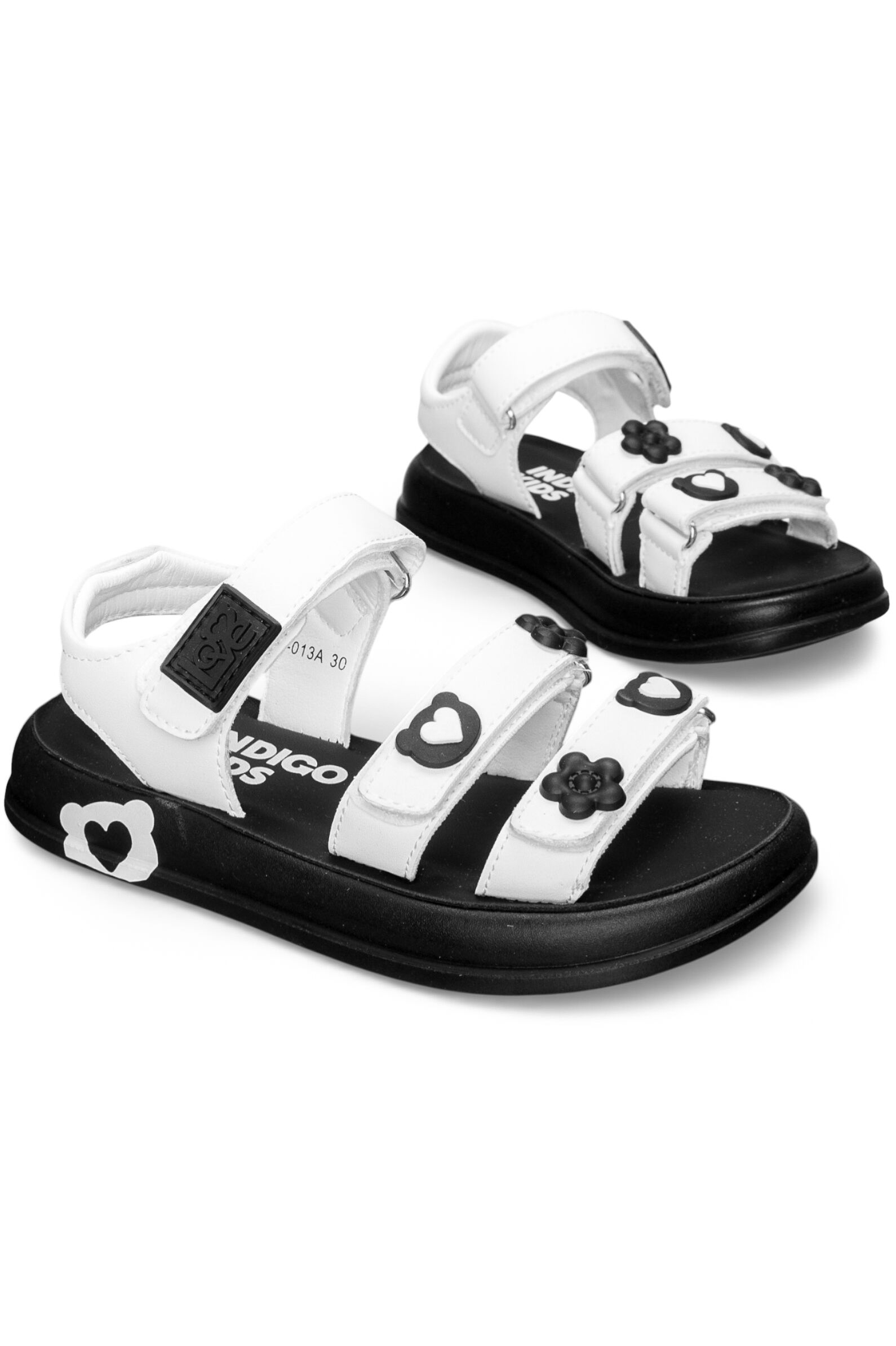 Сандалии дев. АРТ.222-013A,бел-чер,и.к/и.к