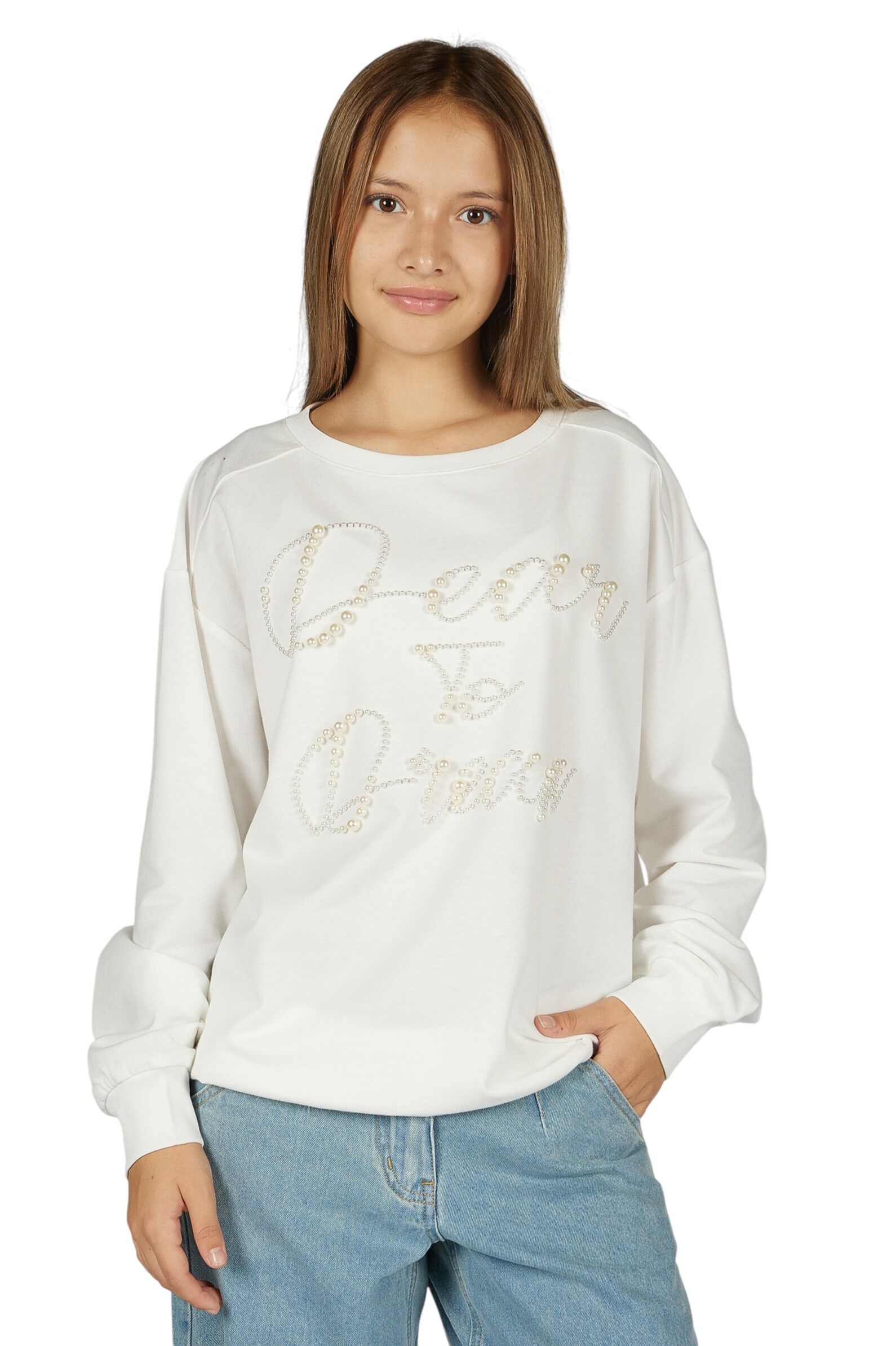 Свитшот дев. АРТ.G-SW26048,бел,хл-пэ